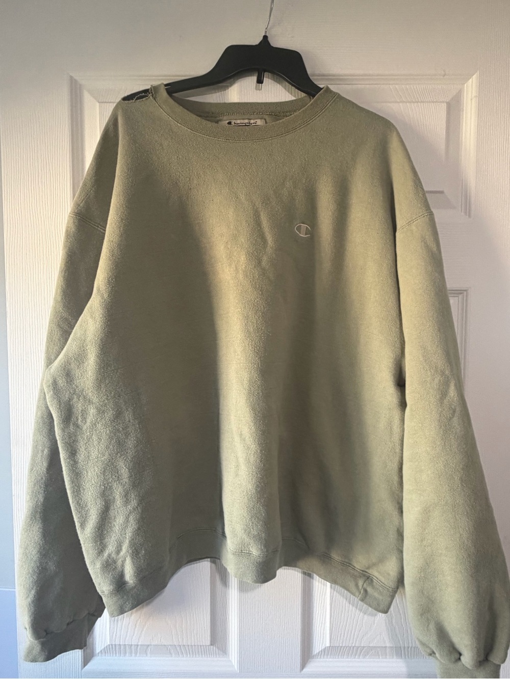 Champion sage Green Men's Crewneck Sweatshirt vintage 100% cotton sweatshirt